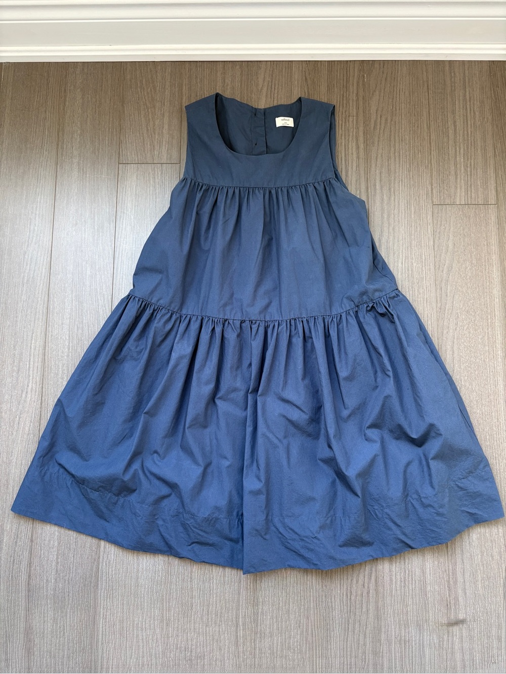 Aritzia Wilfred Millie Navy Blue Tiered Cotton Dress (size XXS)